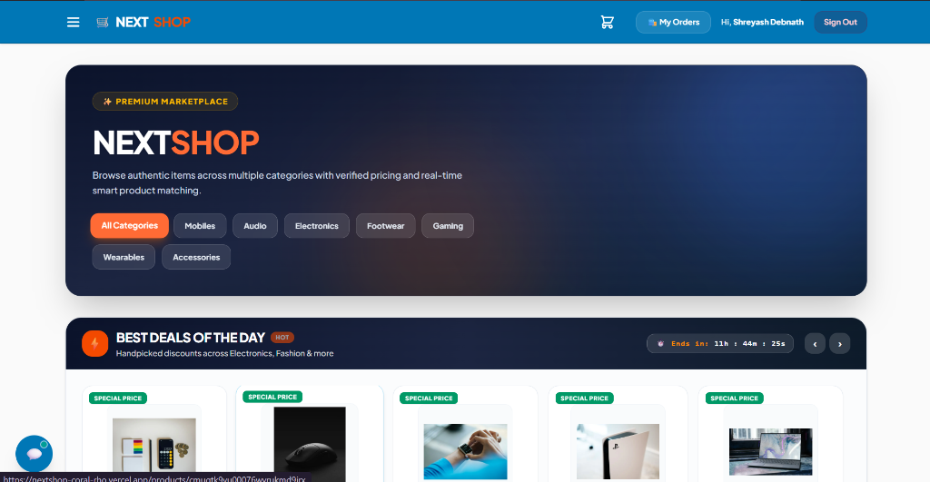 NextShop — Modern E-Commerce Platform Screenshot